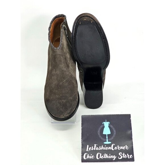 Frye Women's Smokey Gray Suede Nora Whipstiched Ankle Bootie Size 9.5 180 - Picture 3 of 16